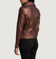 Rumy Leather Biker Jacket In Maroon