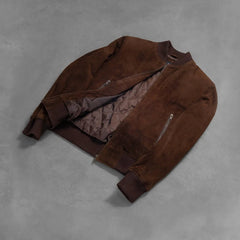 Shane Suede Bomber Jacket In Mocha