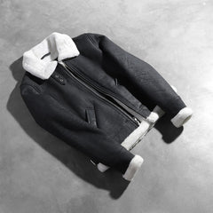 Sherilyn B-3 Leather Bomber Jacket In Black & White