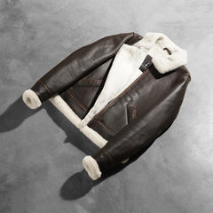 Sherilyn B-3 Leather Bomber Jacket In Brown