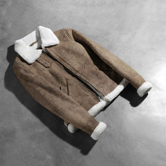 Sherilyn B-3 Distressed Leather Bomber Jacket In Brown