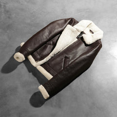 Sherilyn B-3 Leather Bomber Jacket In Maroon