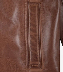 Reeves Men's Cognac Leather Harrington Jacket Crafted from Real Leather