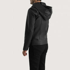 Spratt Hooded Leather Jacket In Black