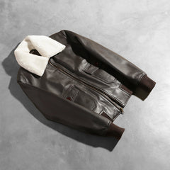 Stella G-1 Leather Bomber Jacket In Brown