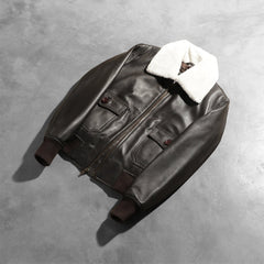 Stella G-1 Leather Bomber Jacket In Brown