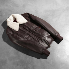 Stella G-1 Leather Bomber Jacket In Maroon