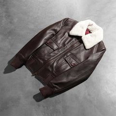 Stella G-1 Leather Bomber Jacket In Maroon