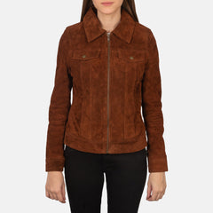 Suzy Suede Trucker Jacket In Brown