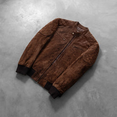 Sven Suede Bomber Jacket In Mocha