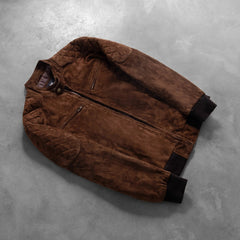 Sven Suede Bomber Jacket In Mocha