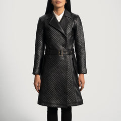 Sweet Susan Leather Trench Coat In Black