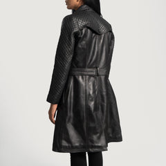 Sweet Susan Leather Trench Coat In Black