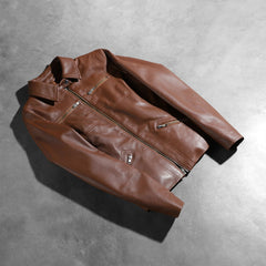 Tomachi Leather Jacket In Brown