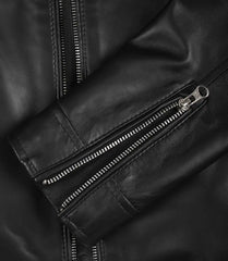Carrie Women's Biker-Inspired Jacket Crafted in Black Leather