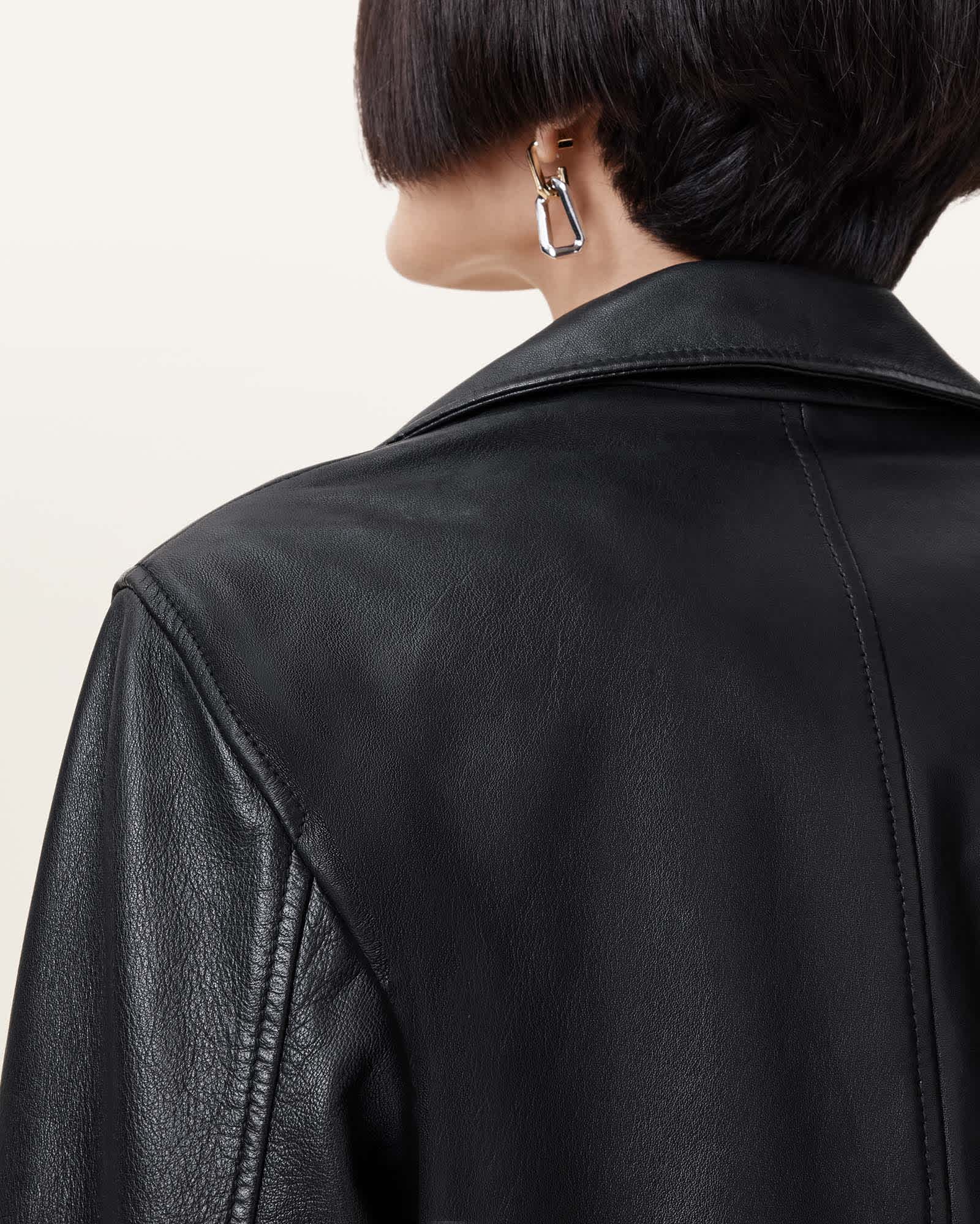 Classic Women's Blazer Black Single-Breasted with Studded Lapel