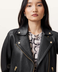 Womens Iconic Fit Black Moto Style Leather Jacket