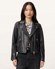 Womens Iconic Fit Black Moto Style Leather Jacket