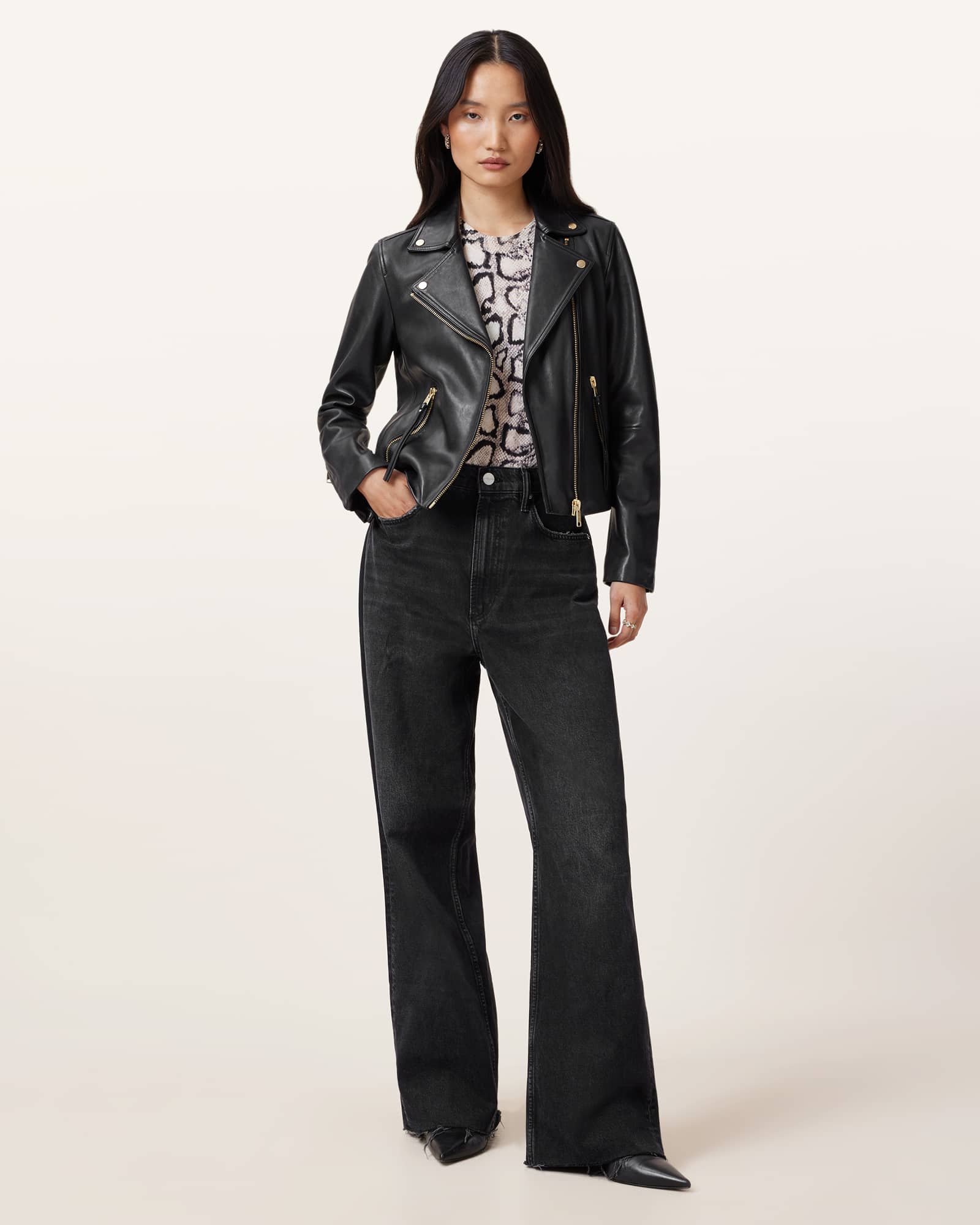 Womens Iconic Fit Black Moto Style Leather Jacket