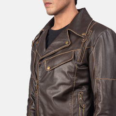 Vincent Leather Biker Jacket In Brown