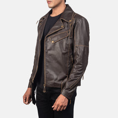 Vincent Leather Biker Jacket In Brown