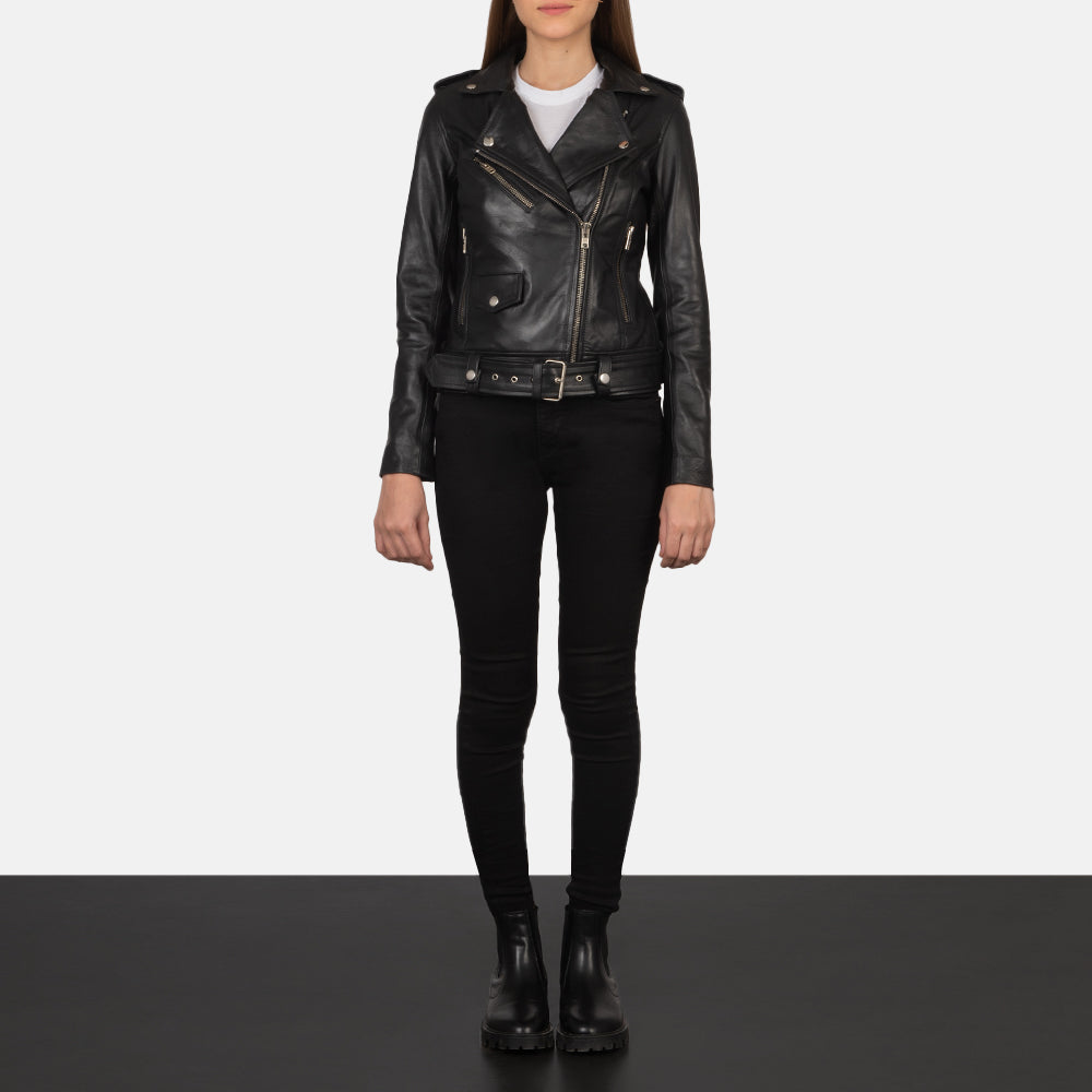 Zyra Street Biker Black Leather Jacket