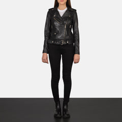 Alison Leather Biker Jacket Black