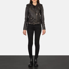 Alison Leather Biker Jacket Brown