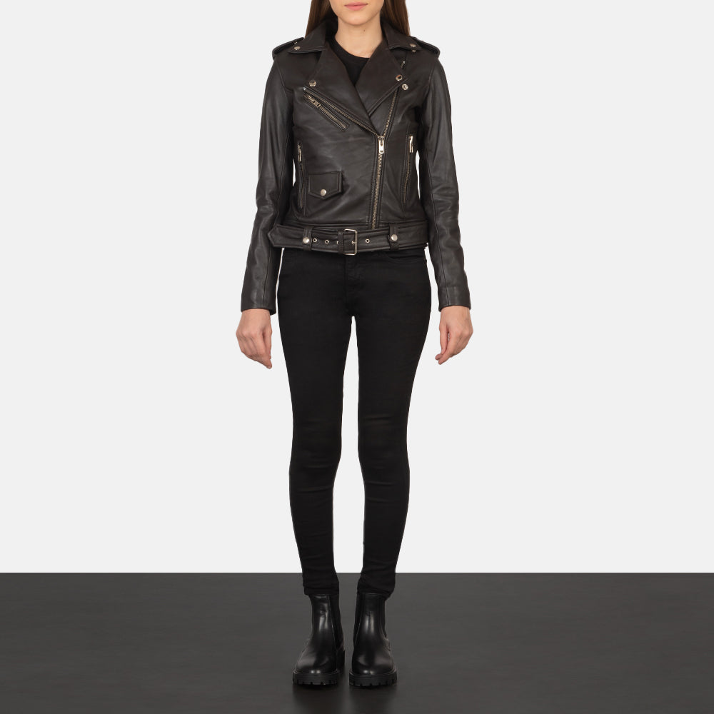 Zyra Street Biker Brown Leather Jacket