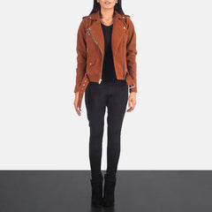 Alison Suede Biker Jacket Brown