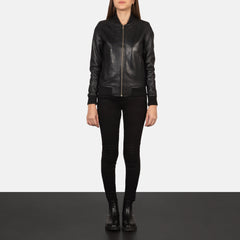 Elara Classic Women Black Leather Bomber