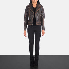 Carolyn Vintage Brown Quilted Biker