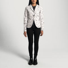 Donna Blake Leather Blazer In White