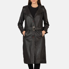 Fixon Hooded Trench Coat In Brown