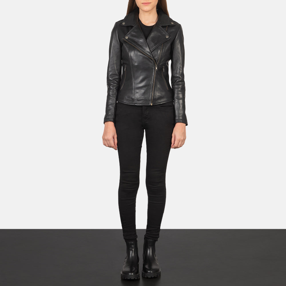 UrbanEdge Women Black Leather Moto Jacket