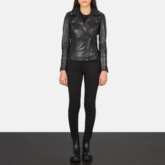 UrbanEdge Women Black Leather Moto Jacket