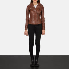 UrbanEdge Women Brown Leather Moto Jacket