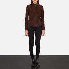 Kelsee Suede Biker Jacket In Mocha