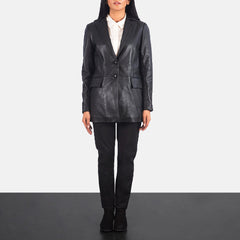 Marilyn Leather Blazer In Black