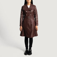 Missoni Leather Trench Coat In Maroon