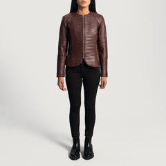 Nexi Quilted Leather Jacket In Maroon