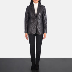 Norma Leather Blazer In Black