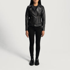 Rumy Leather Biker Jacket In Black
