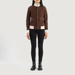 Sasha A1 Suede Bomber Jacket In Mocha