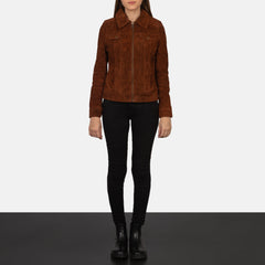 Suzy Suede Trucker Jacket In Brown