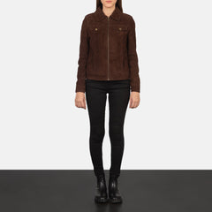 Suzy Suede Trucker Jacket In Mocha