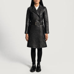 Sweet Susan Leather Trench Coat In Black