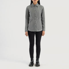 Zenith Suede Leather Shirt Jacket In Grey