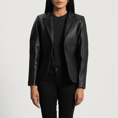 Cora Quilted Leather Blazer In Black