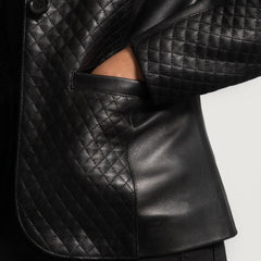 Cora Quilted Leather Blazer In Black